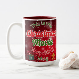 Café Em Dois Tons Filme de Natal assistindo caneca, caneca de Natal