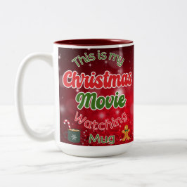 Café Em Dois Tons Filme de Natal assistindo caneca, caneca de Natal