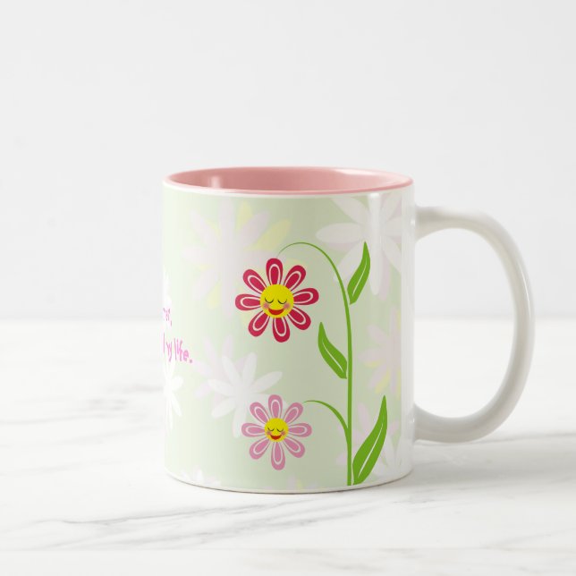 Café Em Dois Tons Flores felizes Dia de as mães caneca (Direita)