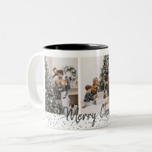 Café Em Dois Tons Foto da família caneca de confetti Silver