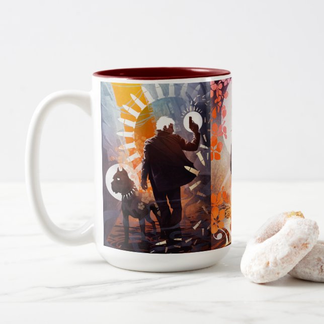 Café Em Dois Tons Galen Dara Monty e caneca de arte forte (Com Donut)