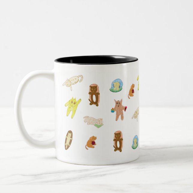 Café Em Dois Tons gata de desenho repete caneca (Esquerda)