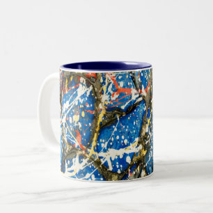 Café Em Dois Tons Gotejamento que pinta o abstrato da caneca de caf