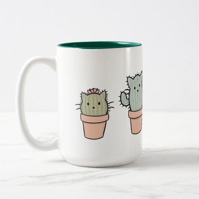 Café Em Dois Tons Grande caneca da família de Catcus do Dois-tom (Esquerda)