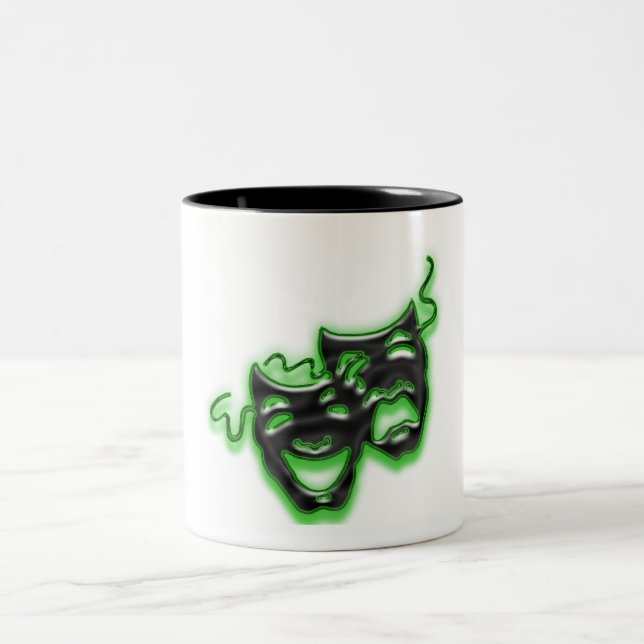 Café Em Dois Tons Grande caneca verde de néon das máscaras (Centro)