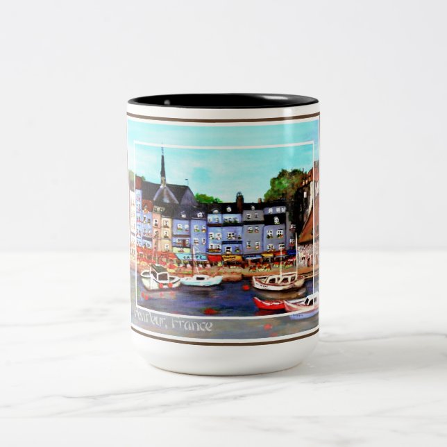 Café Em Dois Tons Honfleur, caneca da pintura de France (Centro)