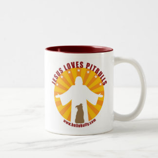 Café Em Dois Tons Jesus ama a caneca de Pitbulls