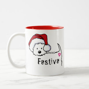 Café Em Dois Tons KiniArt Westie Festivo Caneca de Natal
