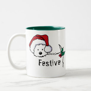 Café Em Dois Tons KiniArt Westie Festivo Caneca de Natal