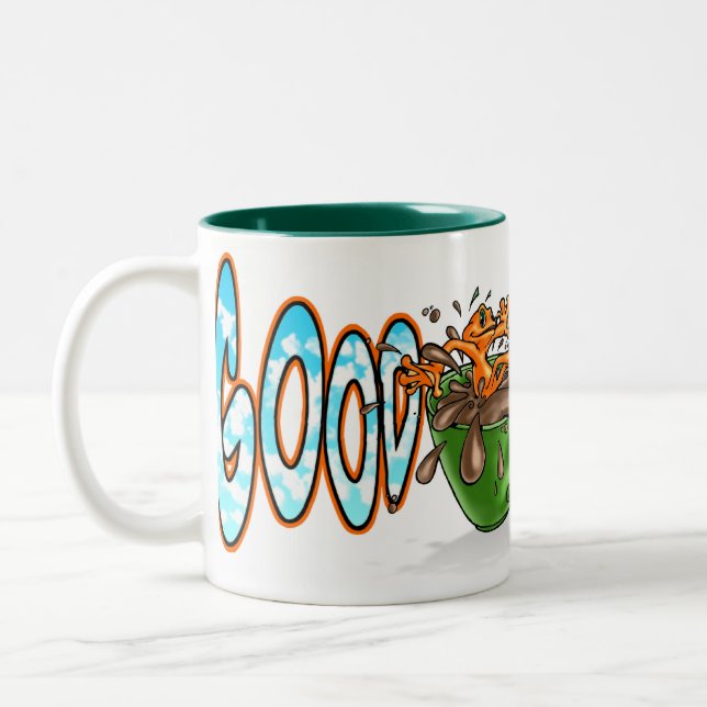 Café Em Dois Tons Laranja de Illow - bom dia - caneca (Esquerda)