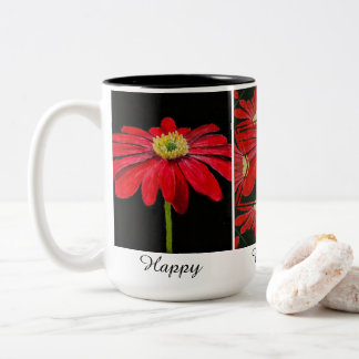 Café Em Dois Tons Linda caneca Red Daisy, de 15 oz