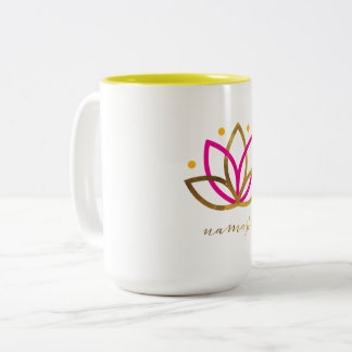 Café Em Dois Tons Logotipo de Namaste caneca do Dois-Tom de 15 onças