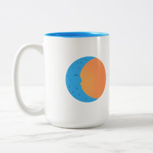 Café Em Dois Tons Lua & caneca de Sun PopArtCulture