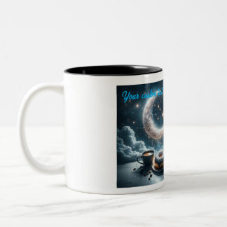 Café Em Dois Tons Lua crescente e estrelas cintilantes caneca de caf