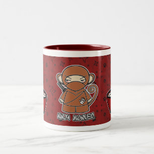 Café Em Dois Tons Macaco de Ninja! Com a caneca da bacia de arroz