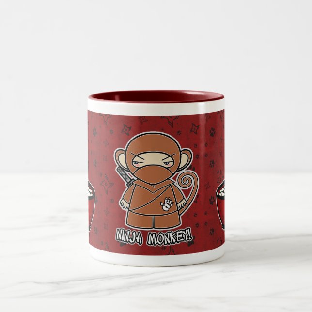 Café Em Dois Tons Macaco de Ninja! Com a caneca da bacia de arroz (Centro)
