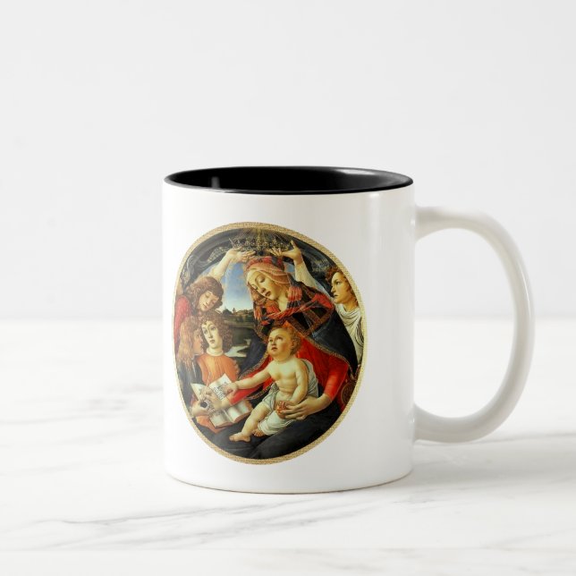 Café Em Dois Tons Madonna de Botticelli. Caneca de Presente de Natal (Direita)