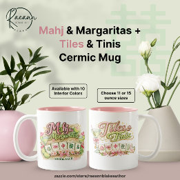 Café Em Dois Tons Mahj & Margaritas + Tiles & Tinis Caneca de Cerâmi
