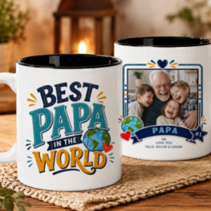 Café Em Dois Tons Melhor Papai do Mundo Caneca de Foto