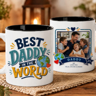 Café Em Dois Tons Melhor Papai do Mundo Caneca de Foto
