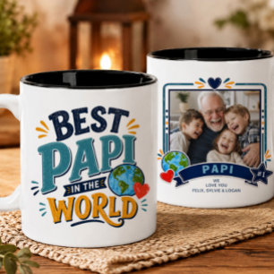 Café Em Dois Tons Melhor Papi do Mundo Caneca de Foto