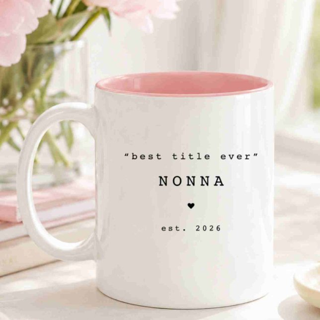 Café Em Dois Tons Melhor Título de Sempre Caneca Personalizada Nonna (Criador carregado)