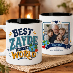 Café Em Dois Tons Melhor Zayde do Mundo Caneca de Foto