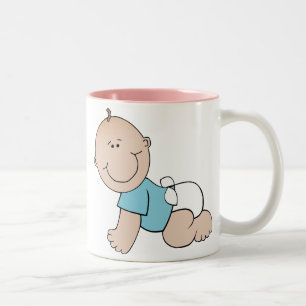 Café Em Dois Tons Menino engatinhando, Balões caneca cerâmica de dua