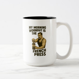 Café Em Dois Tons Minha Rotina de Workout é a caneca Premium Frances