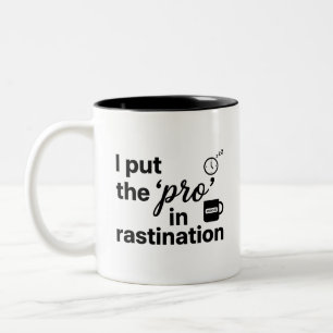 Café Em Dois Tons Motivar Seu Dia Caneca de Procrastinação com Citaç