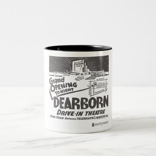 Café Em Dois Tons Movimentação de Dearborn na caneca retro da grande (Centro)