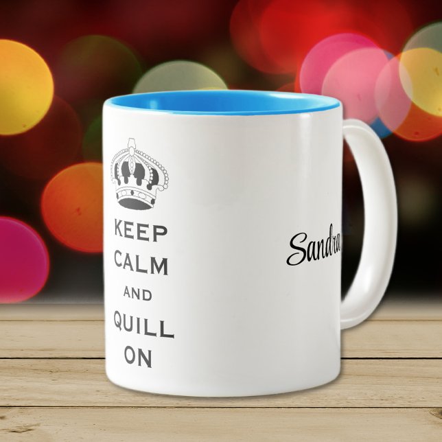 Café Em Dois Tons Nome, Quilling Keep Calm Caneca Clássica de Duas C (Criador carregado)
