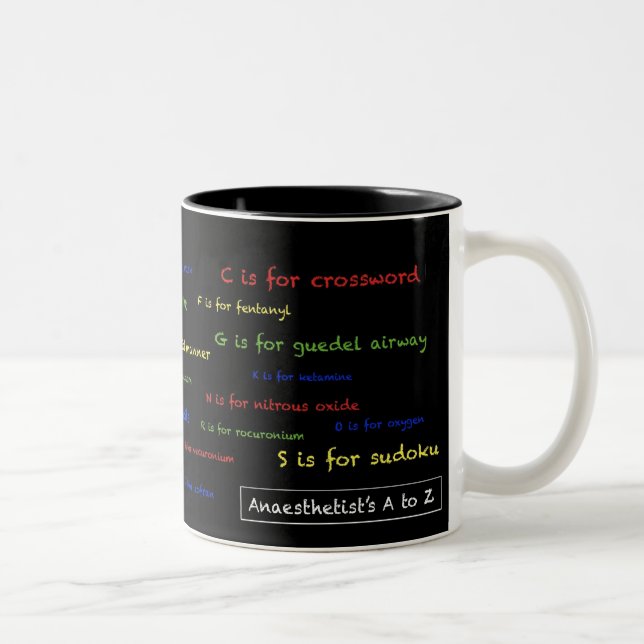 Café Em Dois Tons O A do Anaesthetist á caneca de Z - preto (Direita)