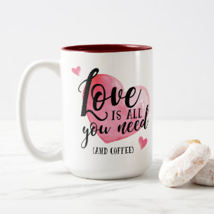 Café Em Dois Tons O amor é tudo que você precisam e a caneca de ca