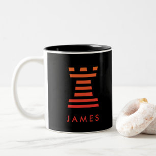 Café Em Dois Tons O Rook da xadrez da caneca do preto do Dois-Tom de
