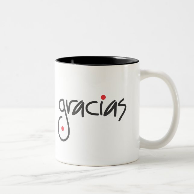 Café Em Dois Tons Obrigado da caneca de Gracias você preto e branco (Direita)