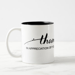 Café Em Dois Tons "Obrigado na apreciação de você" caneca