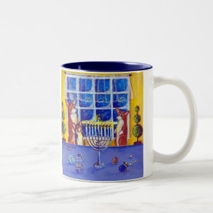 Café Em Dois Tons Oh Hanukkah! Caneca do Corgi de Galês do Pembroke