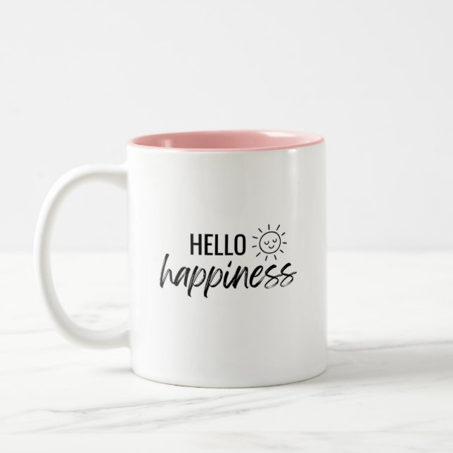 Café Em Dois Tons Olá Caneca de Felicidade e Luz do Sol (Esquerda)