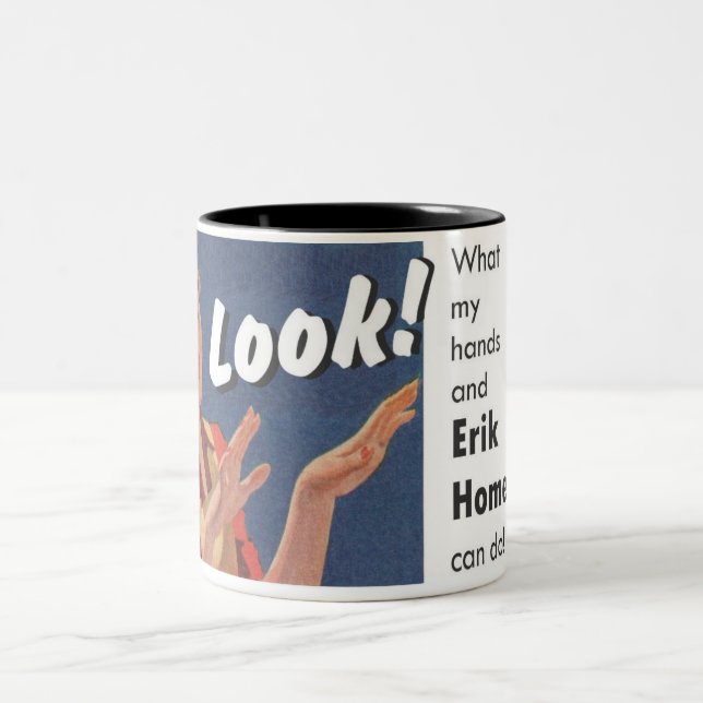 Café Em Dois Tons Olhar caseiro de Erik "!" Caneca da lembrança (Centro)