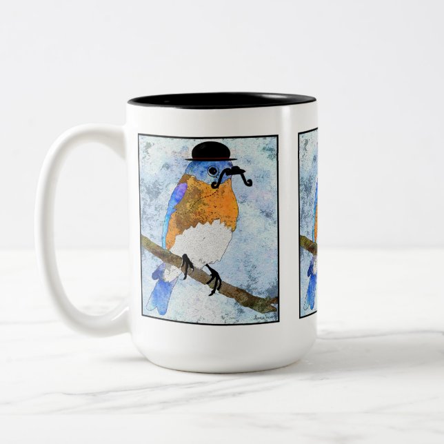 Café Em Dois Tons Oliver Bluebird com bigode, caneca de boliche (Esquerda)