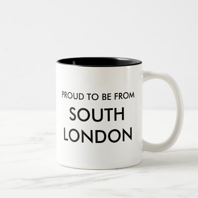 Café Em Dois Tons Orgulhoso ser de Londres sul! Caneca (Direita)