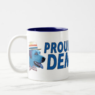 Café Em Dois Tons Orgulhoso ser uma caneca azul de Democrata do cão
