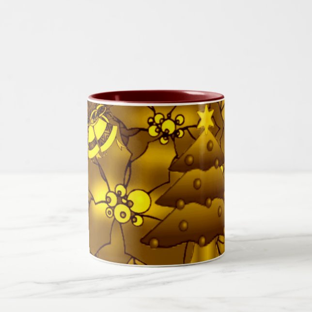 Café Em Dois Tons Ouro de caneca de Natal (Centro)