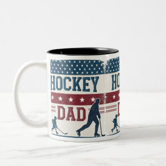 Café Em Dois Tons Pai de hóquei USA Caneca de bandeira