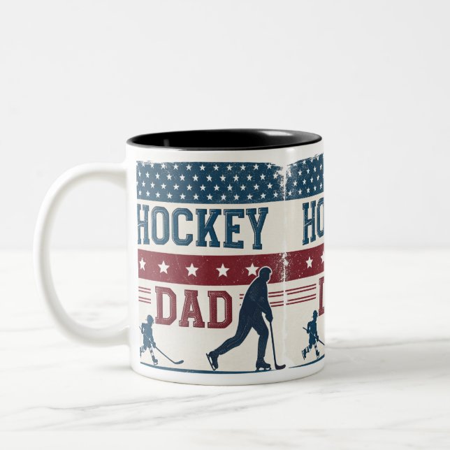 Café Em Dois Tons Pai de hóquei USA Caneca de bandeira (Esquerda)