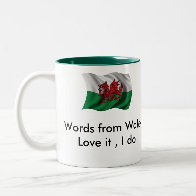 Café Em Dois Tons Palavra de D6G da caneca de Wales (Esquerda)