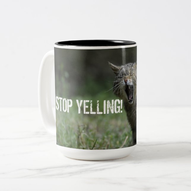 Café Em Dois Tons "PARE DE GRITAR", esta caneca diz tudo. (Frente Esquerda)