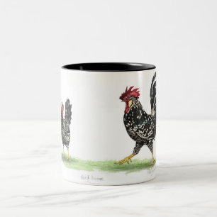 Café Em Dois Tons Pares de caneca das galinhas de Ancona