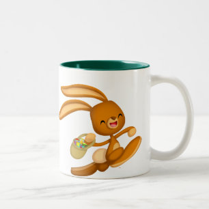 Café Em Dois Tons Páscoa coelhinha na caneca de desenho!